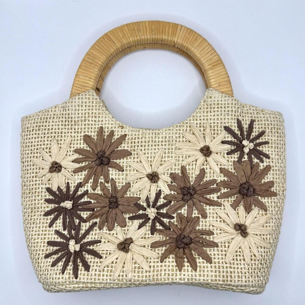 Rolfs Woven Floral Design Lined Women's Purse Handbag - Picture 1 of 6